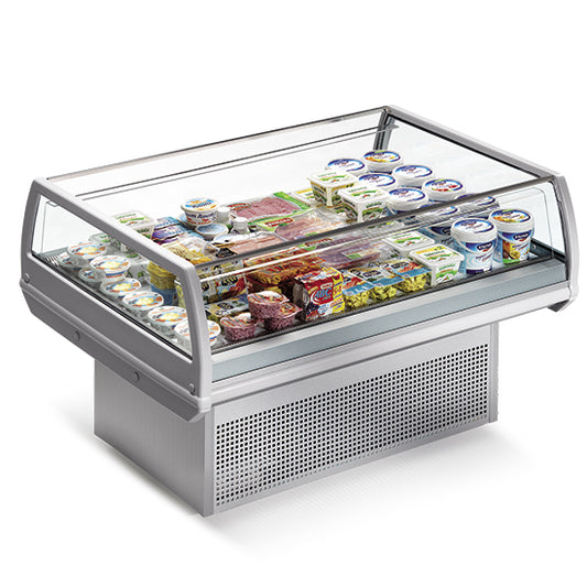 vitrina self-service refrigerada ventilada a isla, +2°/+ 6°C, l=1290 mm - color gris