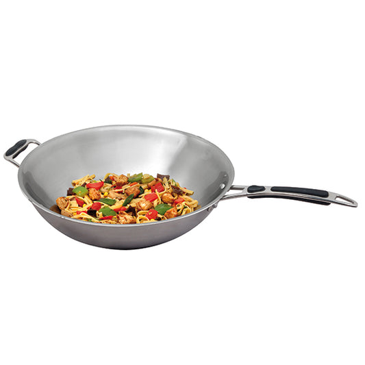 Sartén wok Ø 360 mm para wok inducción hecho de acero inoxidable